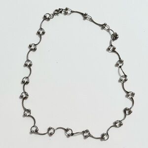 Vintage Sterling 925 Silver Wavy Ball Ring Necklace/Choker
